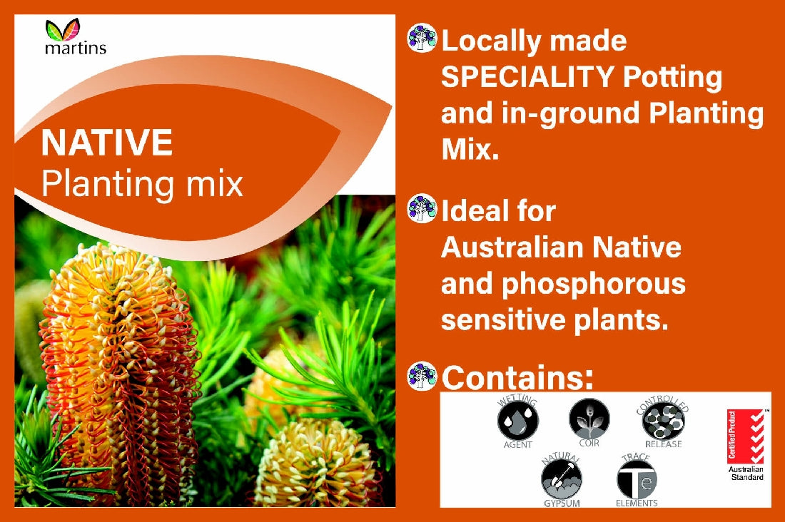 australian native potting mix MARTINS NATIVE PLANTING MIX 30LT – The Heritage Nursery