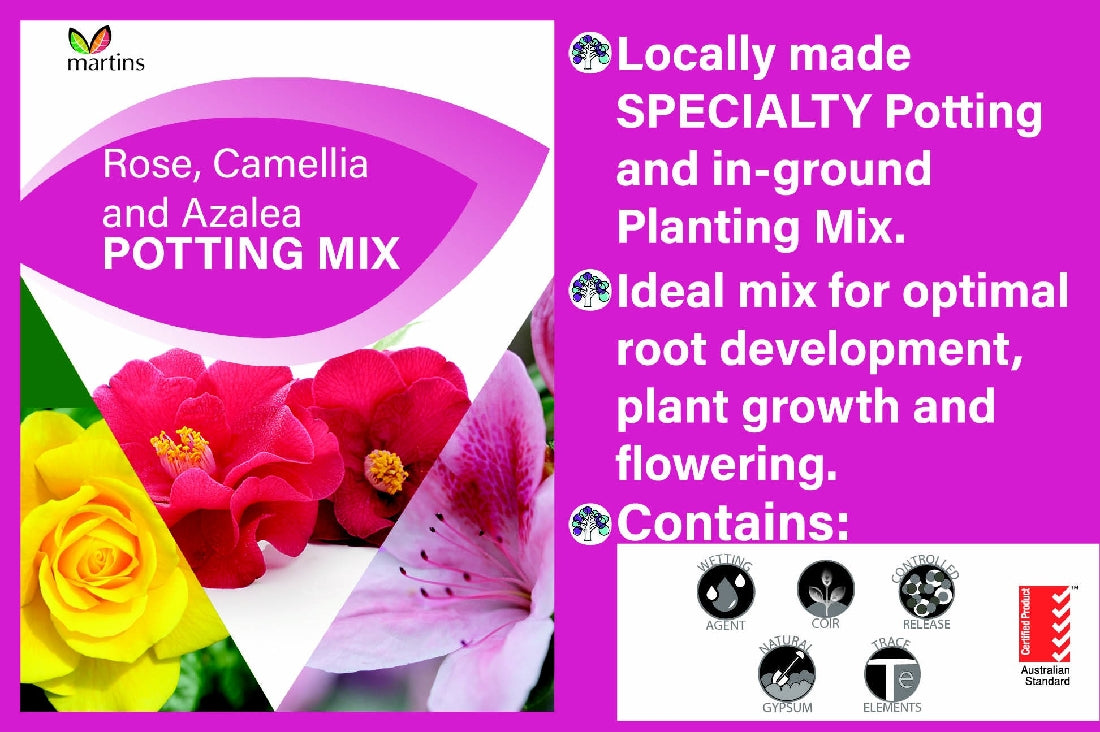 camellia and azalea potting mix MARTINS ROSE, CAMELLIA & AZALEA POTTING MIX 30LT – The Heritage Nursery